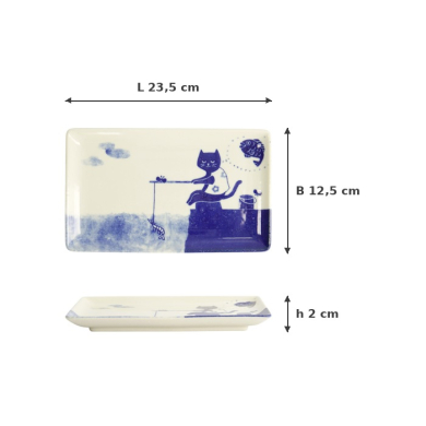 Plate, Neko Maruke, 23.5x12.5x2cm, Item No. 22294