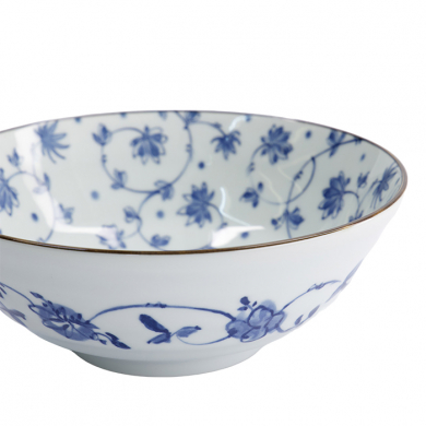 TDS, Ramen Bowl, Natsu Karakusa, Blue/White, Ø 21 x 7.8 cm 1000ml - Item No. 22310