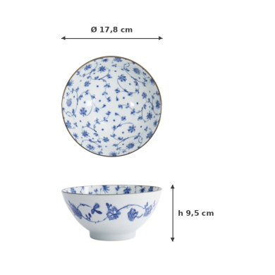 Bowl Natsu Karakusa Mixed Bowl Blue/White, Ceramic, Ø 17.8 × 9.5 cm, Item No. 22316