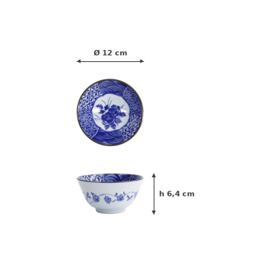 Reisschale Natsu Shozui Blau/Weiß, Keramik, Ø 12 × 6,4 cm, Art.-Nr. 22317