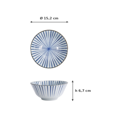 Tayo Bowl Natsu Tokusa Blue/White, Porcelain, Ø 15.2 × 6.7 cm, 500 ml, Item No. 22327