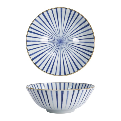 Tokyo Design Studio Ramenschale Natsu Tokusa Blau/Weiß, Porzellan, Ø 21 × 7,8 cm, 1 l