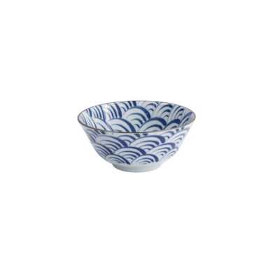 Tayo Bowl Natsu Nami Blue/White, Porcelain, Ø 15.2 × 6.7 cm, 500 ml, Item No. 22336