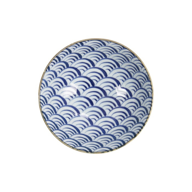 Ramenschale Natsu Nami Blau/Weiß, Porzellan, Ø 21 × 7,8 cm, 1 l, Art.-Nr. 22337