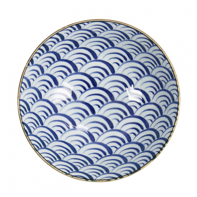 TDS, Ramen Bowl, Natsu Nami, Blue/White, Ø 21 x 7.8 cm 1000ml - Item No. 22337