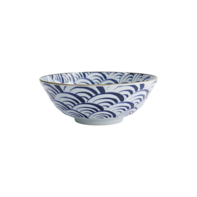 Ramenschale Natsu Nami Blau/Weiß, Porzellan, Ø 21 × 7,8 cm, 1 l, Art.-Nr. 22337