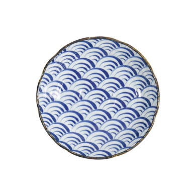 Plate Natsu Nami Blue/White, Porcelain, Ø 22 × 4 cm, Item No. 22339
