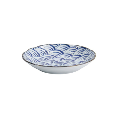 Plate Natsu Nami Blue/White, Porcelain, Ø 22 × 4 cm, Item No. 22339
