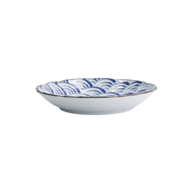 Plate Natsu Nami Blue/White, Porcelain, Ø 22 × 4 cm, Item No. 22339