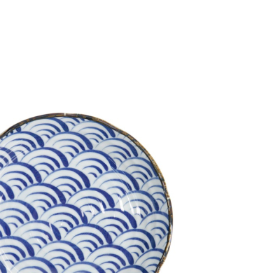 Plate Natsu Nami Blue/White, Porcelain, Ø 22 × 4 cm, Item No. 22339