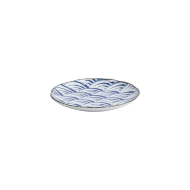 Teller Natsu Nami Blau/Weiß, Porzellan, Ø 16,5 × 2 cm, Art.-Nr. 22340
