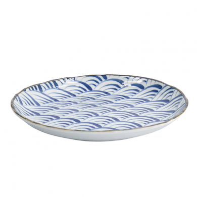 TDS, Plate, Natsu Nami, Ø 24.7 x 3 cm, Blue/White - Item No. 22341