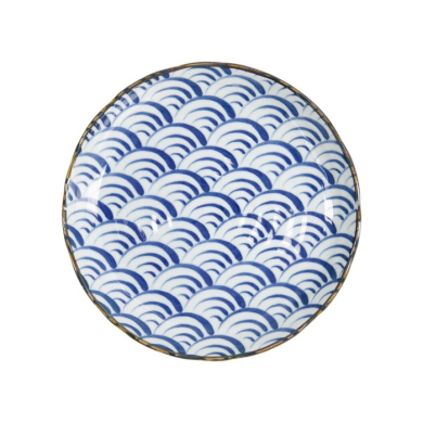 Plate Natsu Nami Blue/White, Porcelain, Ø 24.7 × 3 cm, Item No. 22341
