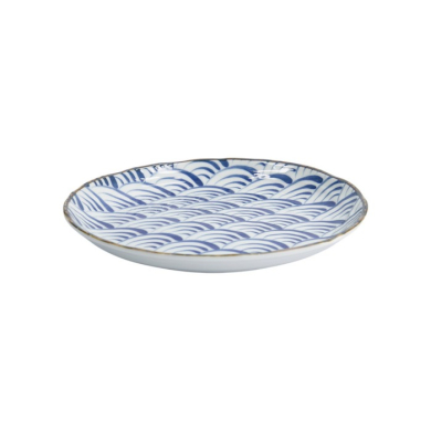 Plate Natsu Nami Blue/White, Porcelain, Ø 24.7 × 3 cm, Item No. 22341