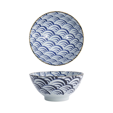 Tokyo Design Studio Bowl Natsu Nami Mixed Bowls Blue/White, Porcelain, Ø 17.8 × 8.7 cm, 1 l