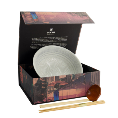TDS, Ramen Bowl in Gift Box, Mixed Bowls Masamura Sei Kai Ha, Ø 21,3 cm, Item No. 22548