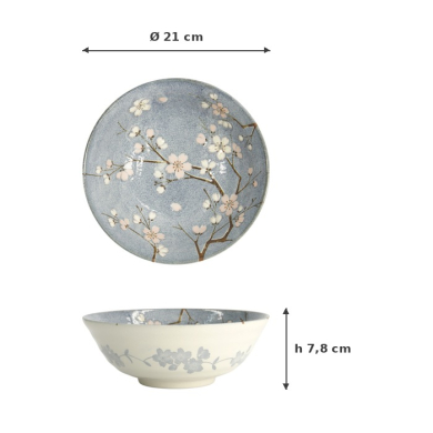 Ramen Bowl Fujisakura Grey, Porcelain, Ø 21 × 7.8 cm, 1 l, Item No. 22590