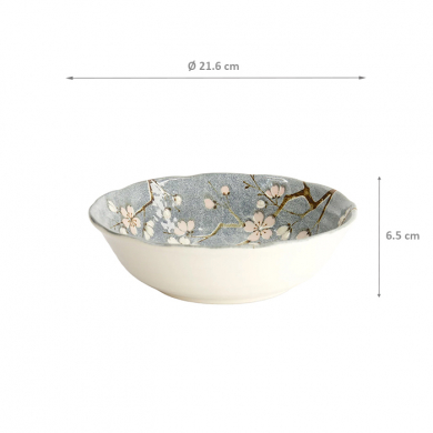 TDS, Bowl, Fujisakura Grey, Ø 21.6 x 6.5 cm, Item No. 22592