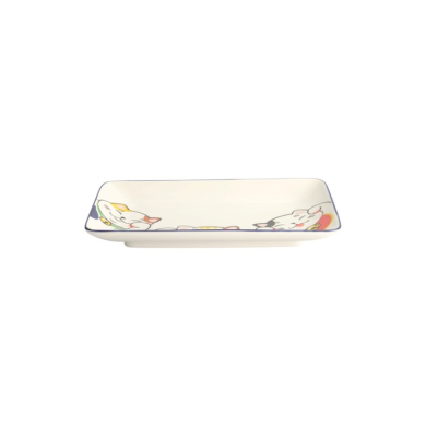 Sushi-Platte Kawaii Lucky Cat Weiß/Rot, Porzellan, 21 × 13,5 cm, Art.-Nr. 22660