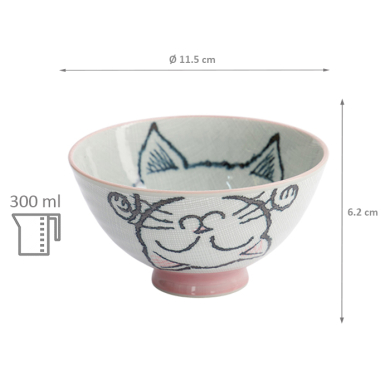 TDS, Reis Schale, Kawaii Neko Cat, Rosa, Ø 11,5 x 6,2cm 300ml - Art Nr. 2343