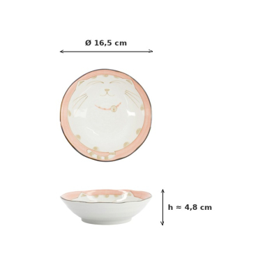 Reisschale Kawaii Katze Neko Rosa, Porzellan, Ø 16,5 cm, 450 ml, Art.-Nr. 2468