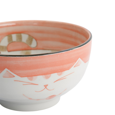 TDS, Rice Bowl, Kawaii Cat Neko, Pink, Ø 16 cm 800 ml - Item No. 2470
