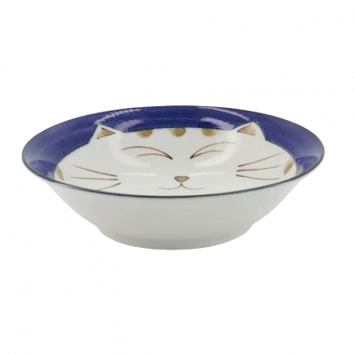 TDS, Rice Bowl, Kawaii Cat Neko, Blue, Ø 16.5 cm 450 ml - Item No. 2471