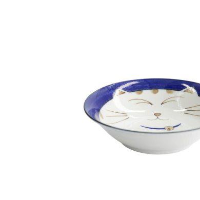 Reisschale Kawaii Katze Neko Blau, Porzellan, Ø 16,5 cm, 450 ml, Art.-Nr. 2471