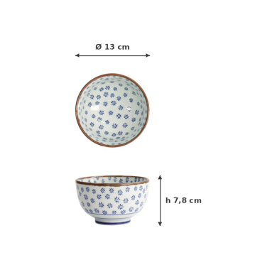 Schale Japan Flower Mizu Blau/Weiß, Porzellan, Ø 13 × 7,8 cm, 500 ml, Art.-Nr. 2720