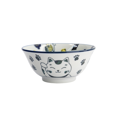 TDS, Bowl, Kawaii Lucky Cat Neko, Blue, Ø 15 x 7 cm, 500ml - Item No. 33008