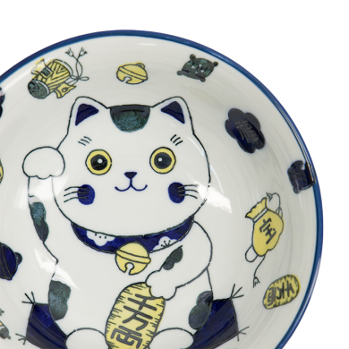 TDS, Ramen Bowl, Kawaii Lucky Cat Neko, Blue, Ø 20.8 x 8cm, 1000ml - Item No. 33010