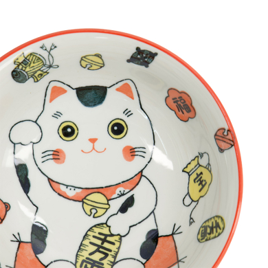 TDS, Ramen Bowl, Kawaii Lucky Cat Neko, Red,  Ø 20.8 x 8cm, 1000ml - Item No. 33011