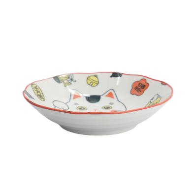 TDS, Pasta Plate, Kawaii Lucky Cat Neko, Red, Ø 21x 5 cm, Item No. 33013