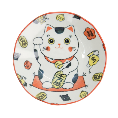 TDS, Pasta Plate, Kawaii Lucky Cat Neko, Red, Ø 21x 5 cm, Item No. 33013