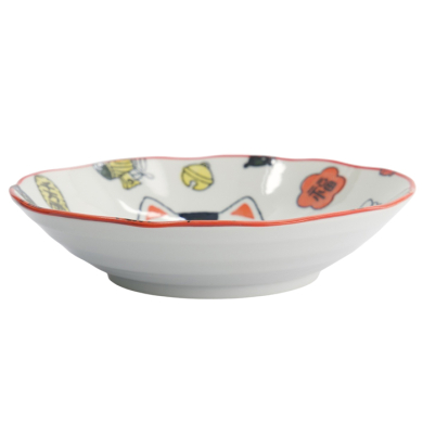 TDS, Pasta Plate, Kawaii Lucky Cat Neko, Red, Ø 21x 5 cm, Item No. 33013