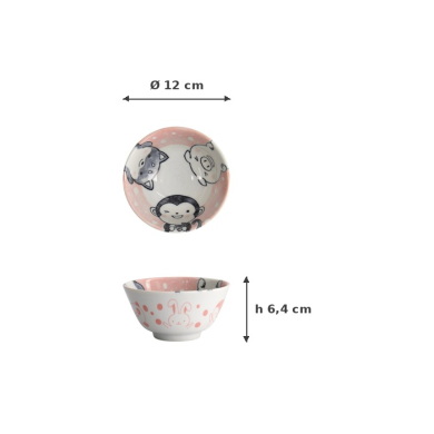 Reisschale Kawaii Animal Rosa, Porzellan, Ø 12 × 6,4 cm, 300 ml, Art.-Nr. 33018