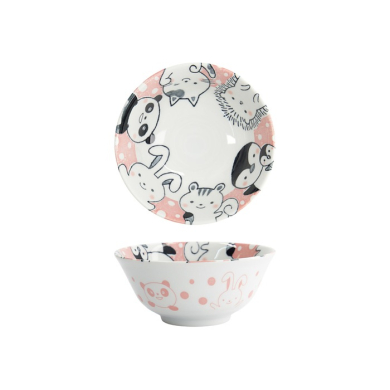 Tokyo Design Studio Tayo Bowl Kawaii Animal Pink, Porcelain, Ø 15.2 × 6.7 cm, 500 ml