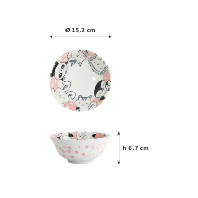 Tayo Bowl Kawaii Animal Pink, Porcelain, Ø 15.2 × 6.7 cm, 500 ml, Item No. 33019