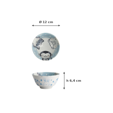 Reisschale Kawaii Animal Blau, Porzellan, Ø 12 × 6,4 cm, 300 ml, Art.-Nr. 33020