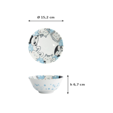 Tayo Bowl Kawaii Animal Blue, Porcelain, Ø 15.2 × 6.7 cm, 500 ml, Item No. 33021