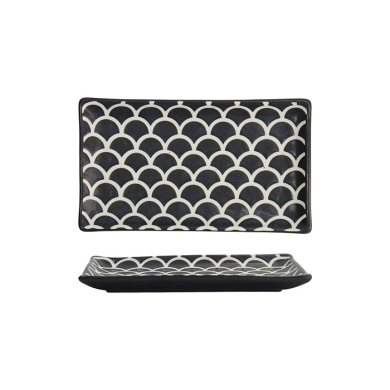 Tokyo Design Studio Sushi Plate Onyx Noir Mermaid Black, Porcelain, 22 × 13 × 2 cm