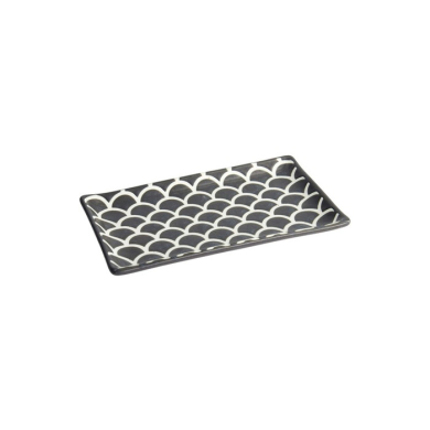 Sushi Plate Onyx Noir Mermaid Black, Porcelain, 22 × 13 × 2 cm, Item No. 33167