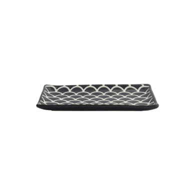 Sushi Plate Onyx Noir Mermaid Black, Porcelain, 22 × 13 × 2 cm, Item No. 33167