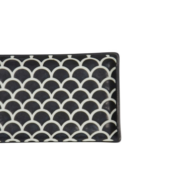 Sushi Plate Onyx Noir Mermaid Black, Porcelain, 22 × 13 × 2 cm, Item No. 33167