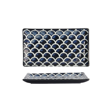 Tokyo Design Studio Sushi-Platte Cobalt Blue Mermaid, Porzellan, 22 × 13 × 2 cm