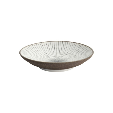 Tiefer Teller Satomaki Tokusa Braun/Weiß, Porzellan, Ø 23 × 5 cm, Art.-Nr. 33179