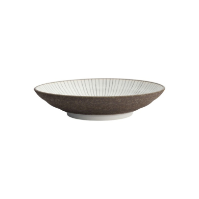 Tiefer Teller Satomaki Tokusa Braun/Weiß, Porzellan, Ø 23 × 5 cm, Art.-Nr. 33179