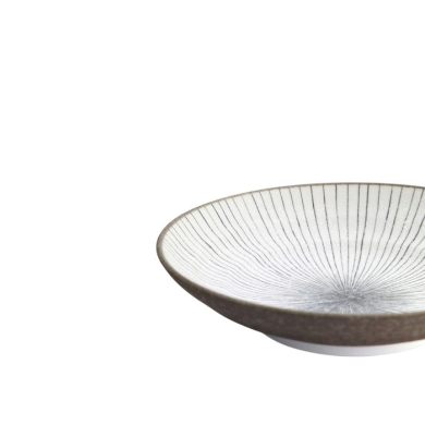 Tiefer Teller Satomaki Tokusa Braun/Weiß, Porzellan, Ø 23 × 5 cm, Art.-Nr. 33179