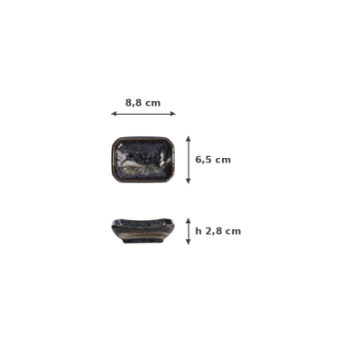 Sauce Bowl Arahake Black, Porcelain, 8.8 × 6.5 × 2.8 cm, Item No. 33187