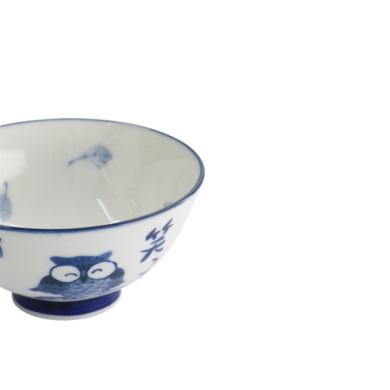 Schale Kawaii Owl Blau/Weiß, Porzellan, Ø 11,5 × 6 cm, 300 ml, Art.-Nr. 33207